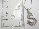 Silver plated fashion alphabet initial necklace holding a letter "S" with a clear round cz stone on bottom. Lobster claw clasp