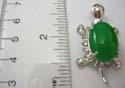 Fashion turtle pendant with oval imitation jade inlaid at center design 