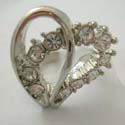 Fashion double oval shape ring forming heart shape design with multi circular clear cz stone embedded on one side