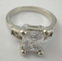Fashion ring with square-shaped clear cz synthetic stone set in center design