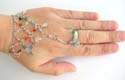 Fashion slave bracelet-ring with assorted color rhinestones embedded and multi silvery leaf, star, flower or key decor dangling