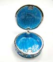 Enamel jewelry box motif a sun pattern in shiny blue color and twisted line inlaid around, magnetic lock design