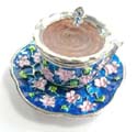 A cup set enamel jewelry box with pinky floral in blue color and magnetic lock design