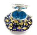 A cup set enamel jewelry box with yellow floral in dark blue color