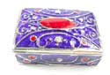 A rectangular shape enamel jewelry box motif wave line and oval shape inlaid with purple color