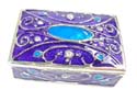 A rectangular shape enamel jewelry box motif wave line and blue oval shape inlaid with purple color