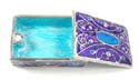 A rectangular shape enamel jewelry box motif wave line and blue oval shape inlaid with purple color