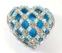 Enamel jewelry box motif heart shape and web pattern inlaid with blue and silver color