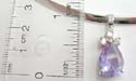 Fashion cuff necklace with purple cz pendant motif water-drop and triple mini clear cz inlaid on top