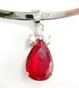 Fashion cuff necklace with red cz pendant motif water-drop and triple mini clear cz inlaid on top