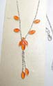 Assorted fashion necklace motif triple leafs pendant holding 4 leafs on the chain and double chain hanging a leaf on the bottom