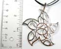 Fashion double black cord strings necklace motif filigree flower pendant and circle pattern inlaid