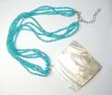 Assorted multi bead strings necklace motif a diamond shape seashell pendant