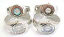 Fashion bangle watch with circular clock face in assorted color and moveable mini cz design