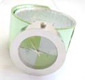 Slap bracelet fashion twisted color bangle watch motif circular clock face with green and silver design