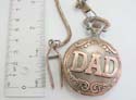 Bronze fashion pocket watch motif DAD patterm on cover and white color face design