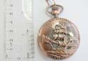 Bronze fashion pocket watch motif old style ship patterm on cover and white color face design