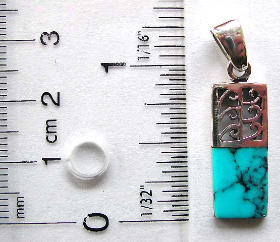 Sterling silver pendant with genuine blue turquoise stone