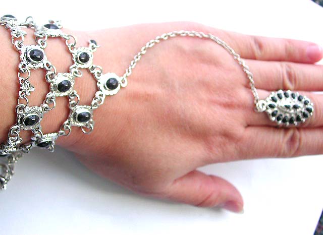 Wholesale Renaissance faires or Gothic wear accessory - slave bracelet fantasy chain mail