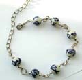 Fashion bracelet with multi blue color decor, pearl shape plastic beads inlaid