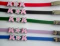Fashion bracelet in assorted color plastic band design with 3 pinkish butterfly pattern decor at center, assorted color randomly pick 