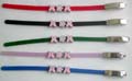 Fashion bracelet in assorted color plastic band design with 3 pinkish butterfly pattern decor at center, assorted color randomly pick 