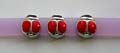 Fashion bracelet in assorted color plastic band design with 3 red lady bug pattern decor at center, assorted color randomly pick 