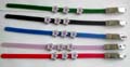 Fashion bracelet in assorted color plastic band design with 3 flower pattern decor at center, assorted color randomly pick 