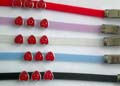 Fashion bracelet in assorted color plastic band design with 3 red heart love face pattern decor at center, assorted color randomly pick 