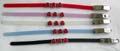Fashion bracelet in assorted color plastic band design with 3 red heart love face pattern decor at center, assorted color randomly pick 
