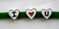 Fashion bracelet in assorted color plastic band design with 3 heart love I LOVE YOU pattern decor at center, assorted color randomly pick 