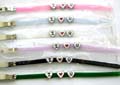 Fashion bracelet in assorted color plastic band design with 3 heart love I LOVE YOU pattern decor at center, assorted color randomly pick 