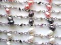 Fashion bracelet with assorted color pearl shape beads and pattern decor at central section