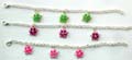 Fashion bracelet with 3 enamel color double edge flower pattern decor at center, assorted color randomly pick