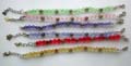 Multi assorted color diamond shape arylic beads forming fashion bracelet with 5 Tibetan flower beads decor along, assorted color randomly pick