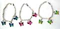 Fashion bracelet with 3 enamel color butterfly pattern decor at center, assorted color randomly pick