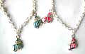 Metal chain fashion bracelet with 3 enamel color seashell pattern decor at center, assorted color randomly pick