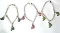 Metal chain fashion bracelet with 3 enamel color seashell pattern decor at center, assorted color randomly pick