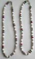 Fashion necklace with multi tibetan silver beads and red / green plastic beads inlaid