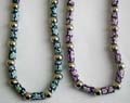 Fashion necklace with multi tibetan silver pearl beads and blue / purple flower beads inlaid