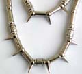 Fashion necklace and bracelet set with multi long strip, spiky and cylinder beads design 