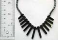 Hematite jewelry, hematite necklace with multi mini cylinder shape beads forming and multi strip pendant decor at center