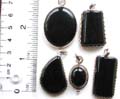 Sterling silver pendant with assorted geometrical design black onyx stone inlaid, assorted design randomly pick