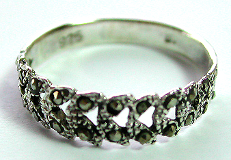 Sterling silver ring with multi mini marcasite stones embedded carved-out butterfly