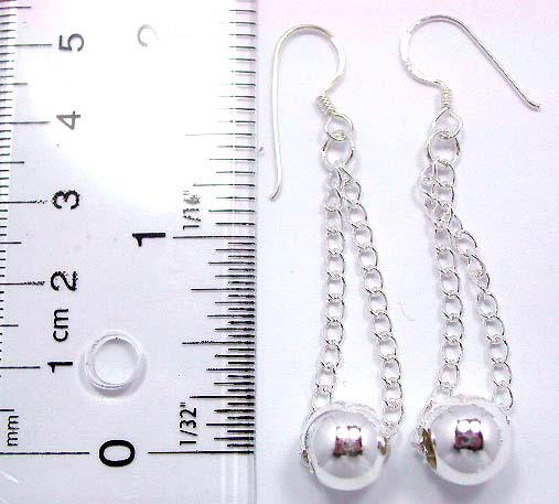 Beaded jewelry manufacturer supply sterling silver earring with chain loop pearl bead suspended