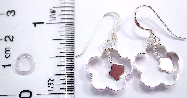 Jewelry gift for teenagers online supplier wholesale sterling silver earring with a mini suspended flower pattern