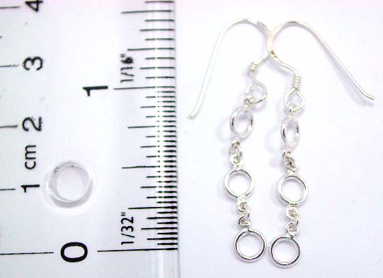Ear jewelry art decor distributors wholesale triple circle chain sterling silver earring 