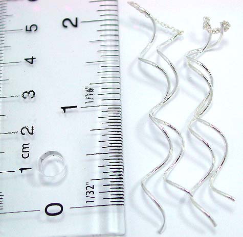 Silver jewelry accessory supplier wholesale sterling silver twisted strip ear thread ( dangle string earring )