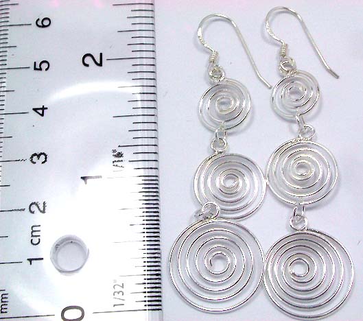Triple spiral pattern design sterling silver earring with fish hook back for convenience closure   