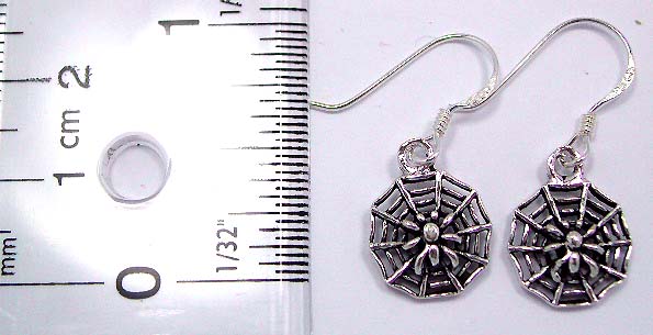 Spider web sterling silver earring with fish hook back for convenience closure    